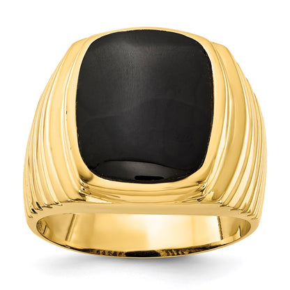 14K Yellow Gold Mens Onyx Ring