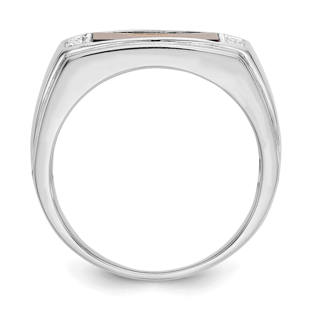 14k White Gold Tigers Eye & A Quality Real Diamond Mens Ring