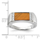 14k White Gold Tigers Eye & A Quality Real Diamond Mens Ring