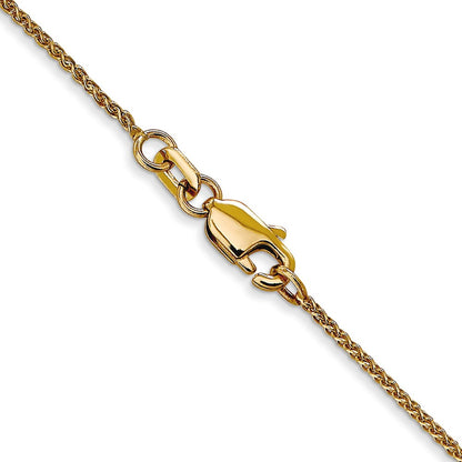 14K Yellow Gold 14 inch 1.05mm Diamond-cut Spiga with Lobster Clasp Children Necklace Chain Necklace