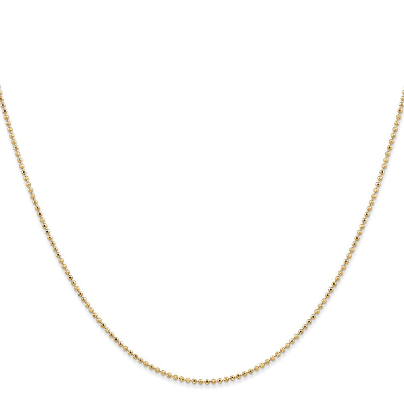 14K Yellow Gold 16 inch 1.2mm Diamond-cut Beaded with Lobter Clasp Pendant Chain Necklace