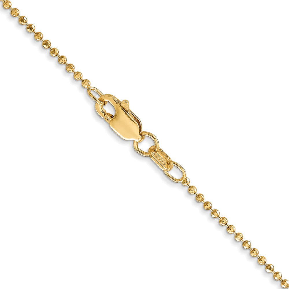 14K Yellow Gold 16 inch 1.2mm Diamond-cut Beaded with Lobter Clasp Pendant Chain Necklace