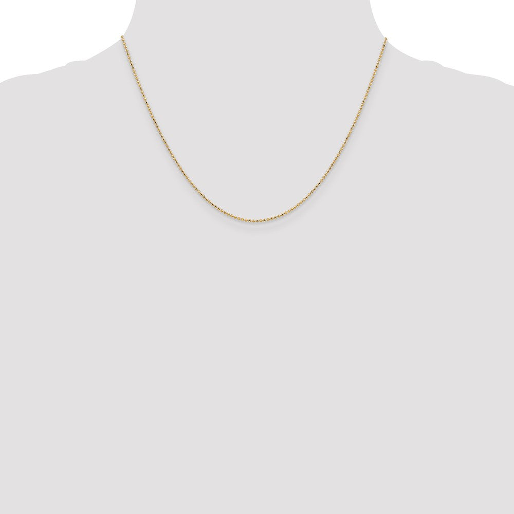 14K Yellow Gold 18 inch 1.2mm Diamond-cut Beaded with Lobter Clasp Pendant Chain Necklace