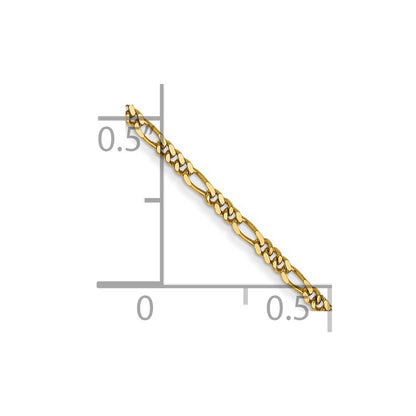 14K Yellow Gold 13 inch 1.25mm Flat Figaro with Spring Pendant Ring Pendant Children Necklace Chain Necklace