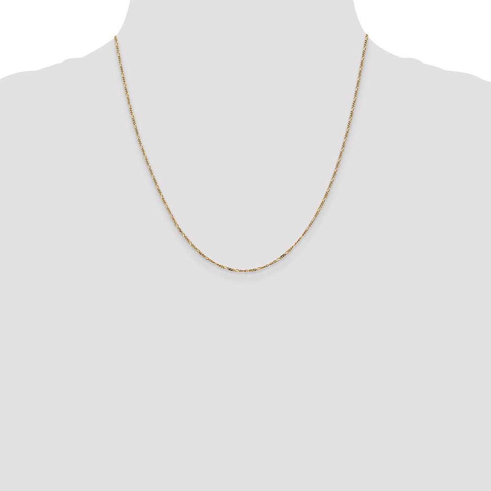 14K Yellow Gold 20 inch 1.25mm Flat Figaro with Spring Pendant Ring Pendant Chain Necklace