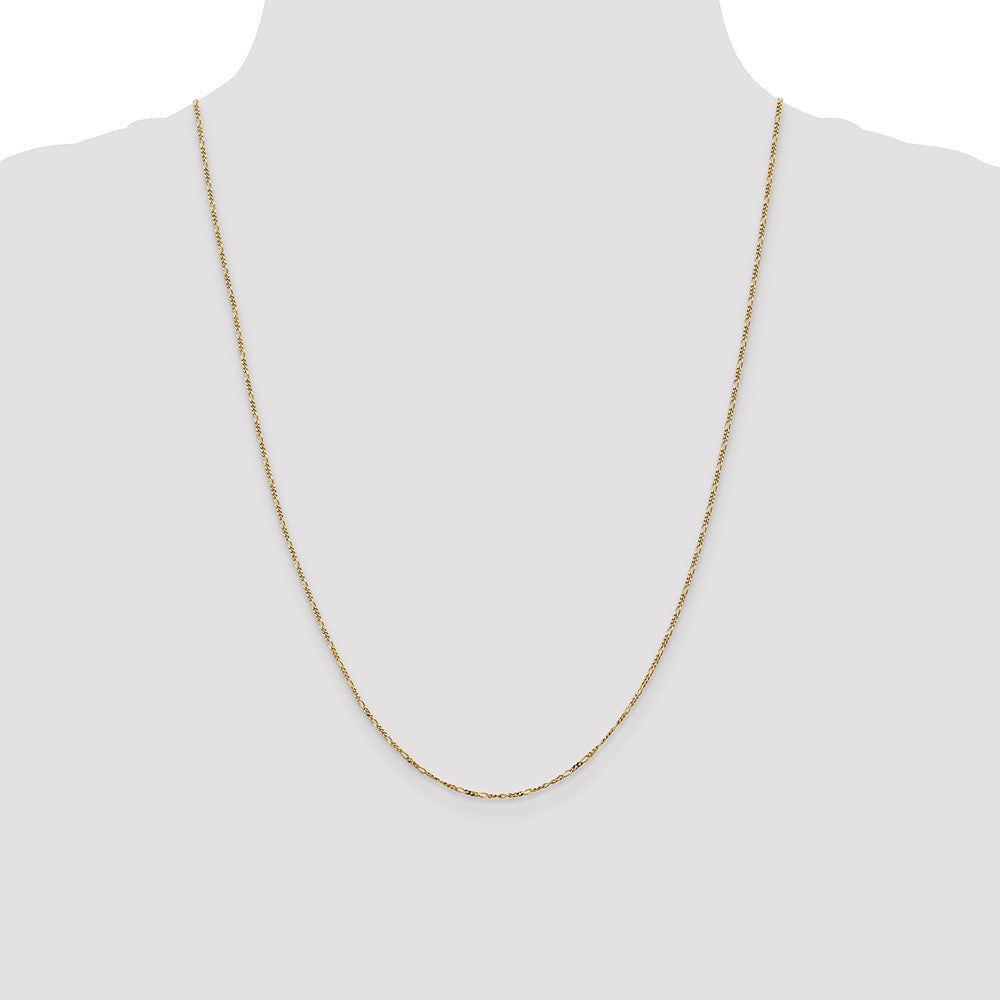 14K Yellow Gold 24 inch 1.25mm Flat Figaro with Spring Pendant Ring Pendant Chain Necklace