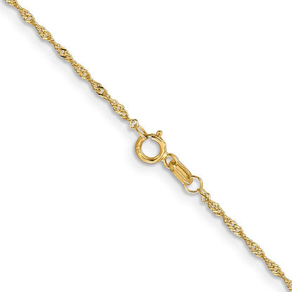14K Yellow Gold 14 inch 1.10mm Singapore with Spring Ring Clasp Children Necklace Chain Necklace