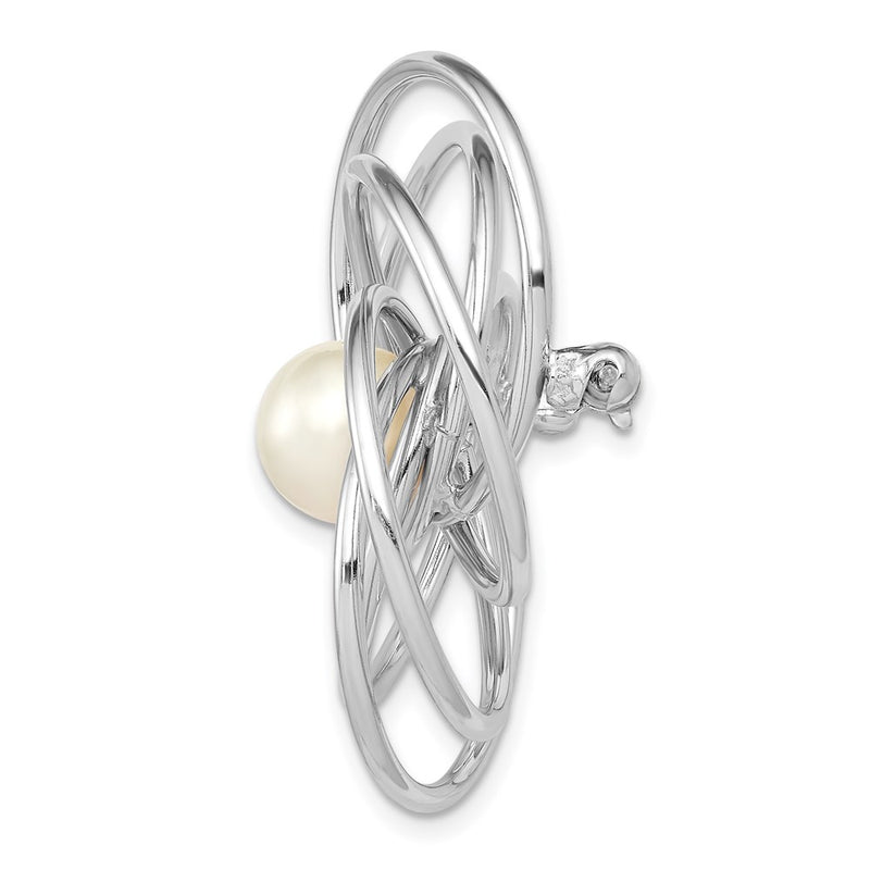 14k White Gold FW Cultured Pearl Swirl Pin
