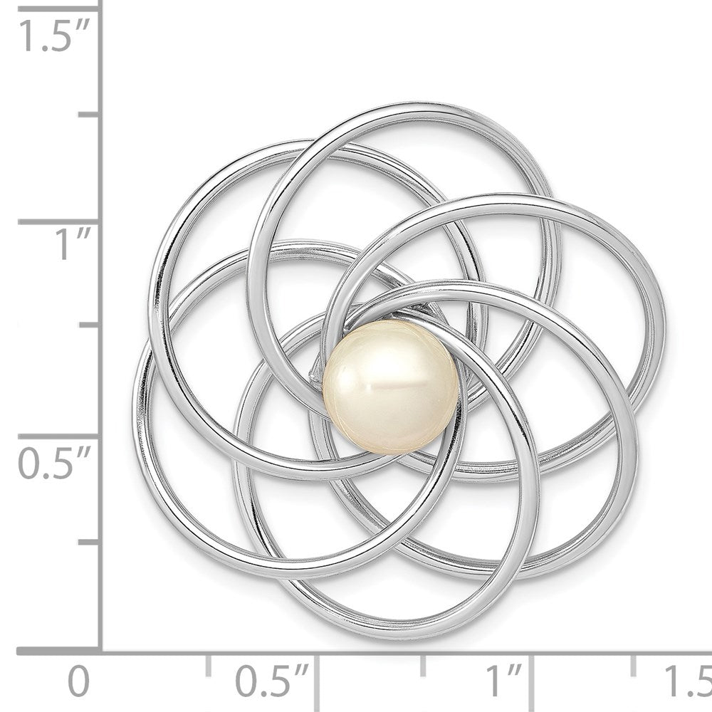 14k White Gold FW Cultured Pearl Swirl Pin
