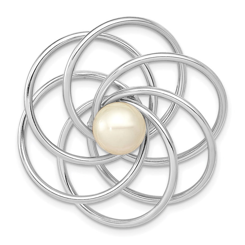 14k White Gold FW Cultured Pearl Swirl Pin