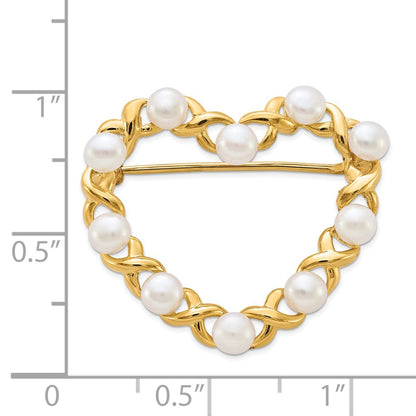 14k Yellow Gold 3-4mm White Button Freshwater Cultured Pearl Pin