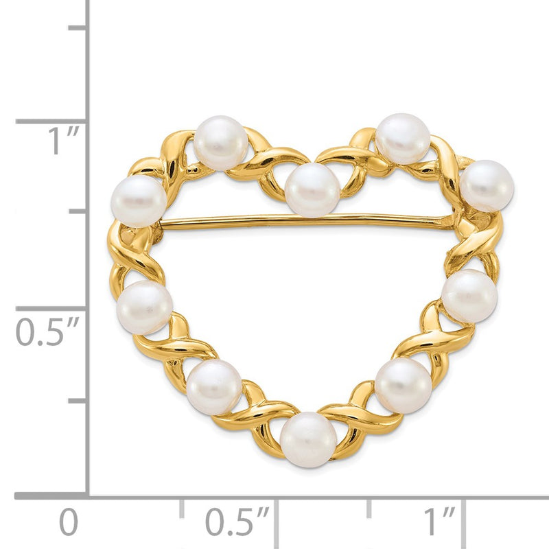 14k Yellow Gold 3-4mm White Button Freshwater Cultured Pearl Pin