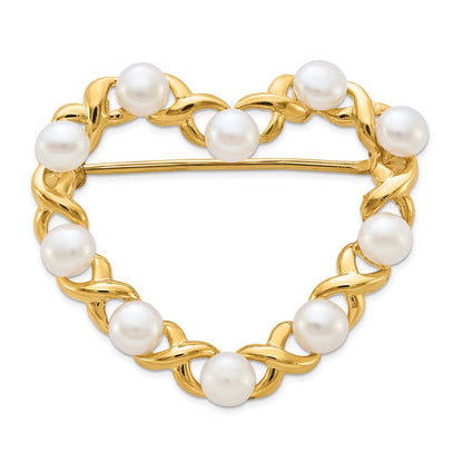 14k Yellow Gold 3-4mm White Button Freshwater Cultured Pearl Pin