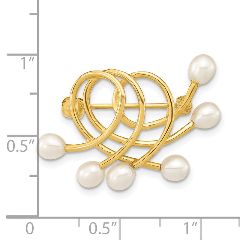 14k Yellow Gold 4-5mm Teardrop White FWC Pearl Brooch