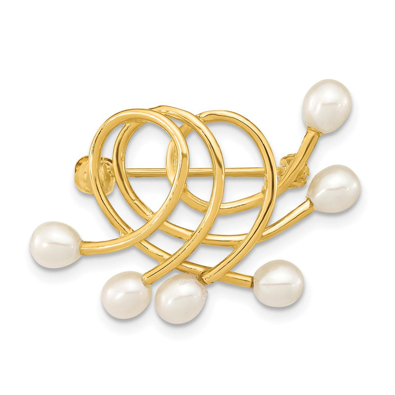 14k Yellow Gold 4-5mm Teardrop White FWC Pearl Brooch
