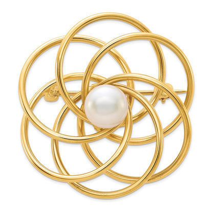 14k Yellow Gold FW Cultured Pearl Pin