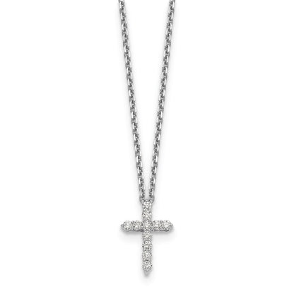 14k white goldtrue origin lab grown real diamond vs si d e f cross pendant necklace pm1000 025 wld