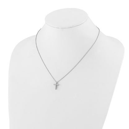 14k White Gold Real Diamond Cross Pendant