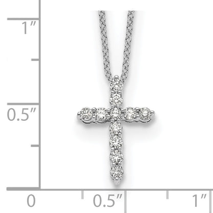 14k White Gold Real Diamond Cross Pendant