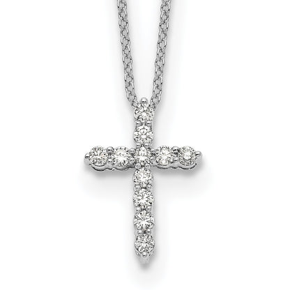 14k White Gold Real Diamond Cross Pendant