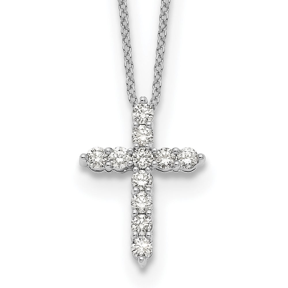 14k White Gold Real Diamond Cross Pendant