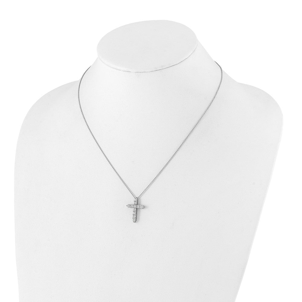 14k White Gold Real Diamond Cross Pendant