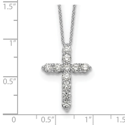 14k White Gold Real Diamond Cross Pendant