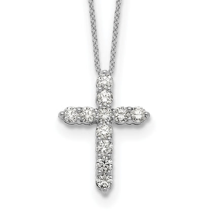 14k White Gold Real Diamond Cross Pendant