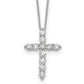 14k White Gold Real Diamond Cross 18 inch Necklace