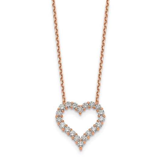 14k rose gold true origin lab grown real diamond vs si d e f heart pendant necklace pm1001 100 rld