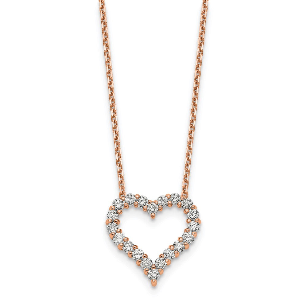18 Inch 14k Rose Gold Heart Pendant with Chain Necklace