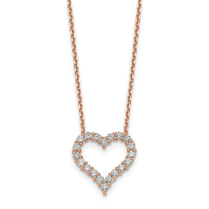 18 Inch 14k Rose Gold Heart Pendant with Chain Necklace