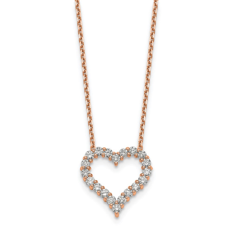 18 Inch 14k Rose Gold Heart Pendant with Chain Necklace