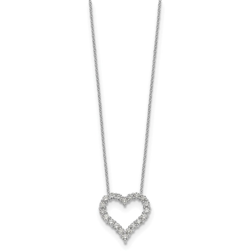 14k White Gold Real Diamond Heart 18 inch Necklace