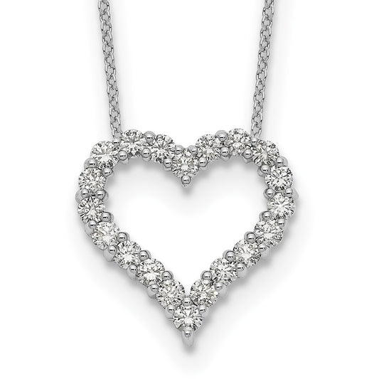 14k White Gold Real Diamond Heart 18 inch Necklace