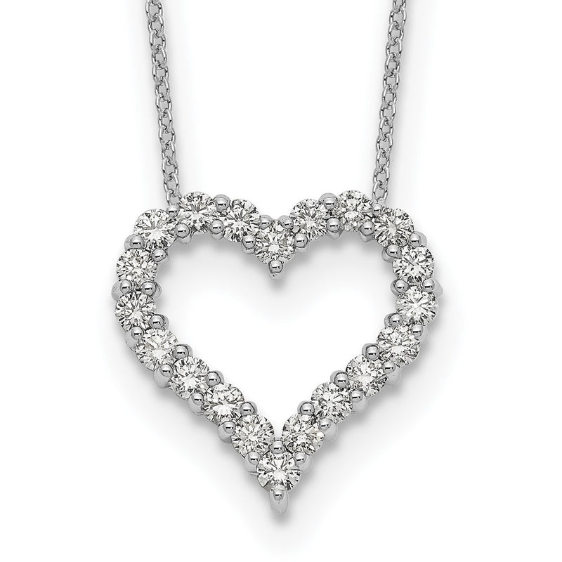 14k White Gold Real Diamond Heart 18 inch Necklace
