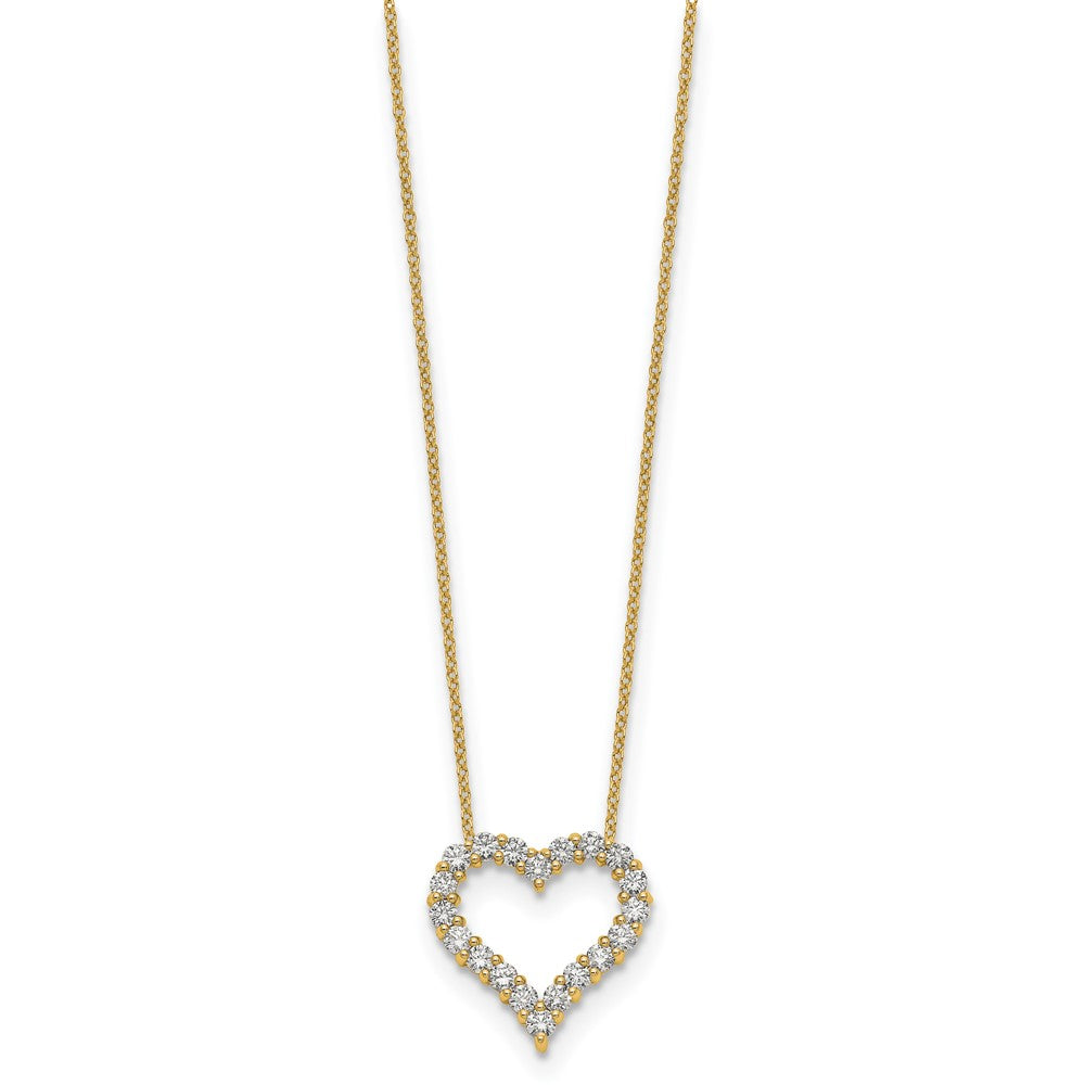 14K Yellow Gold Real Diamond Heart 18 inch Necklace