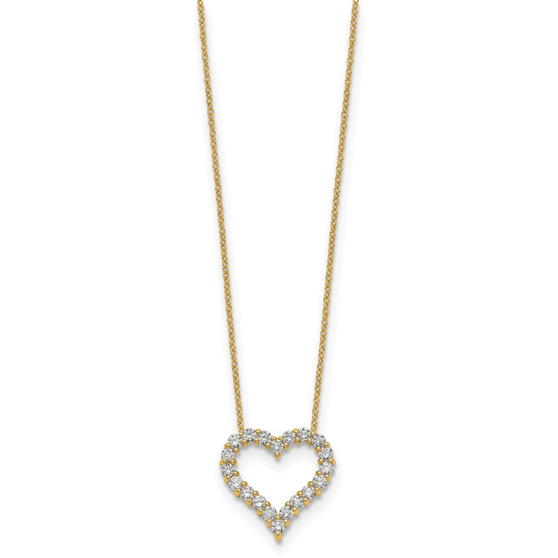 14K Yellow Gold Real Diamond Heart 18 inch Necklace