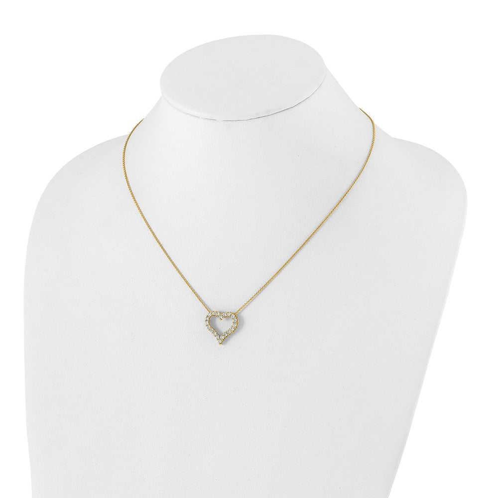 14K Yellow Gold Real Diamond Heart 18 inch Necklace