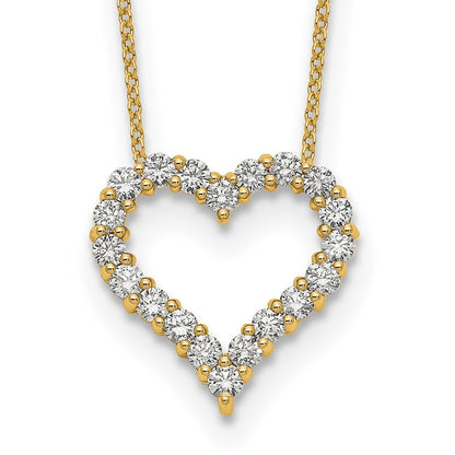 14K Yellow Gold Real Diamond Heart 18 inch Necklace