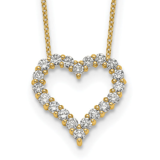 14K Yellow Gold Real Diamond Heart 18 inch Necklace