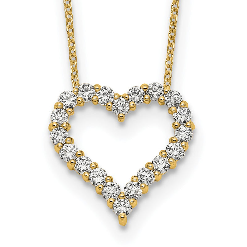 14K Yellow Gold Real Diamond Heart 18 inch Necklace