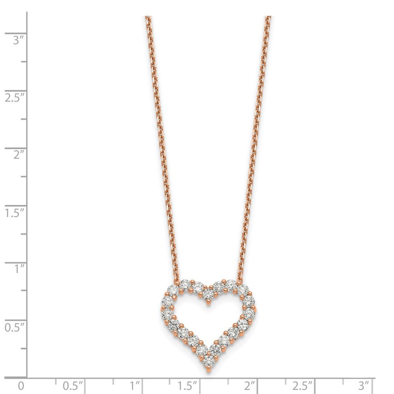 18 Inch 14k Rose Gold Heart Pendant with Chain Necklace