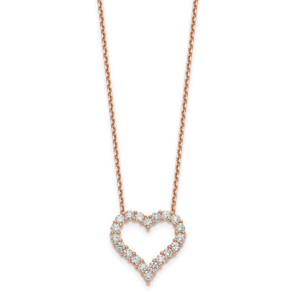 18 Inch 14k Rose Gold Heart Pendant with Chain Necklace