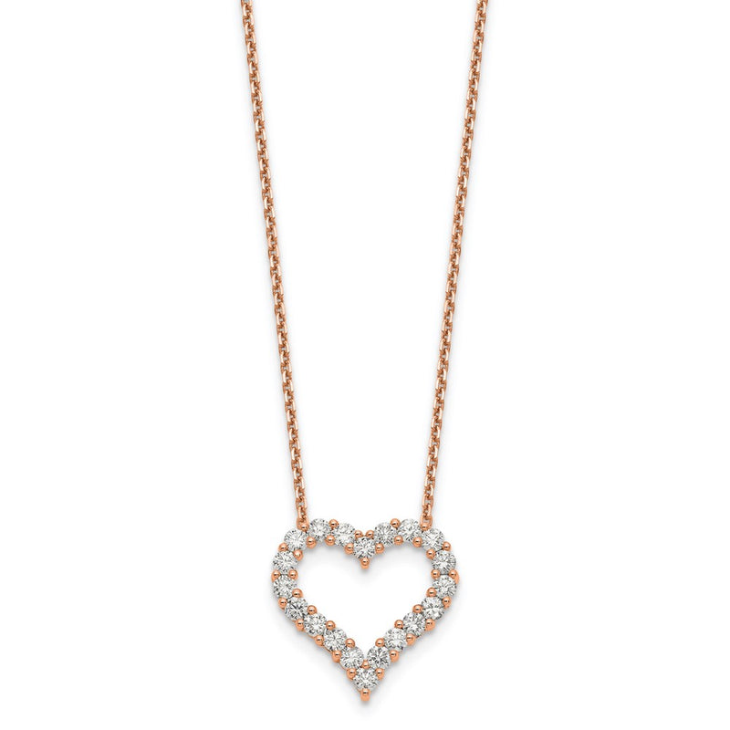 18 Inch 14k Rose Gold Heart Pendant with Chain Necklace