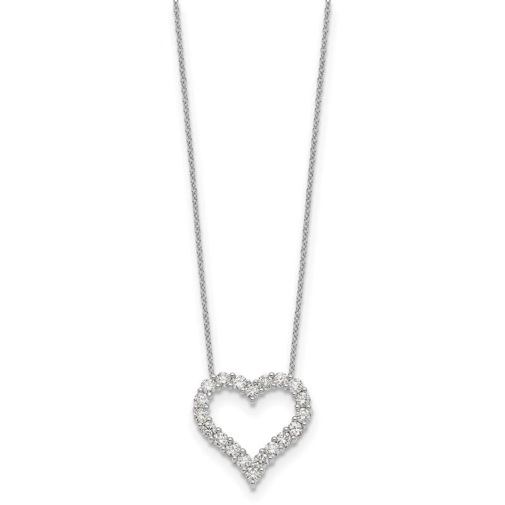 14k White Gold Real Diamond Heart 18 inch Necklace