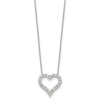 14k White Gold Real Diamond Heart 18 inch Necklace