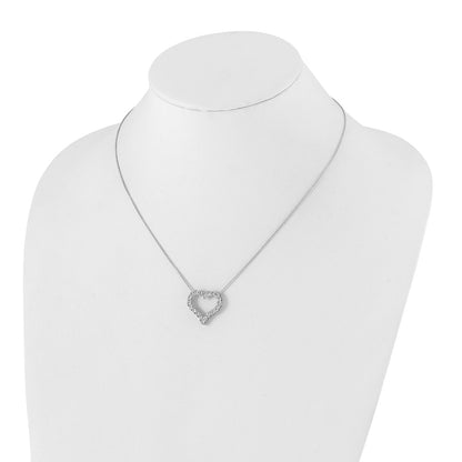 14k White Gold Real Diamond Heart Pendant