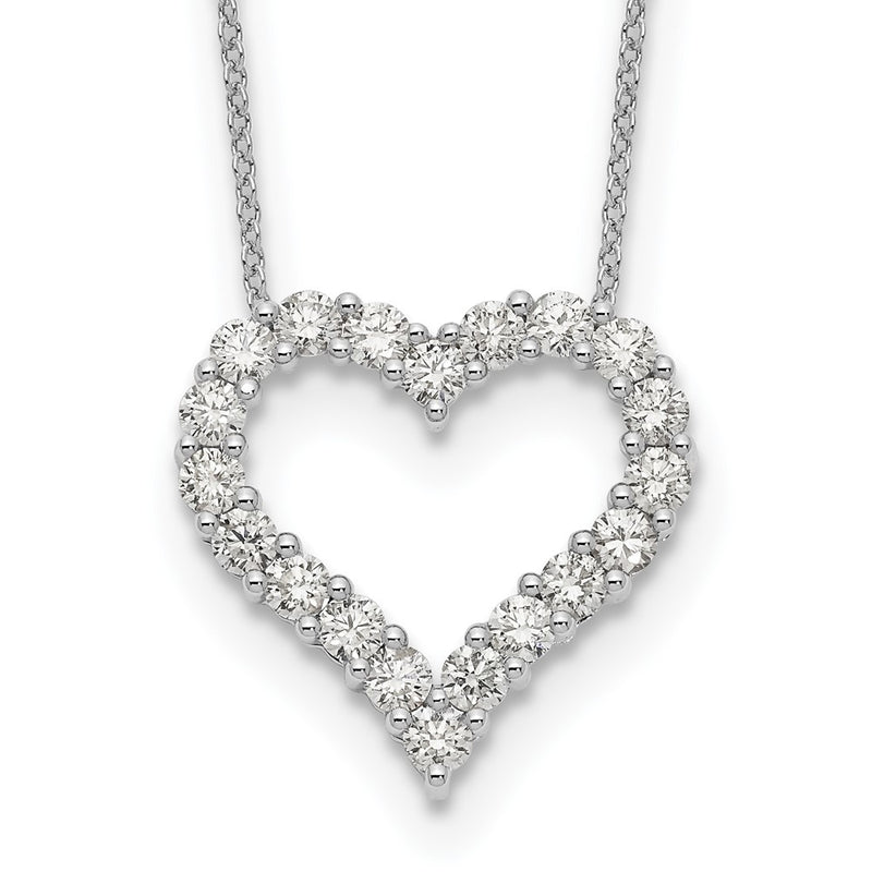 14k White Gold Real Diamond Heart 18 inch Necklace
