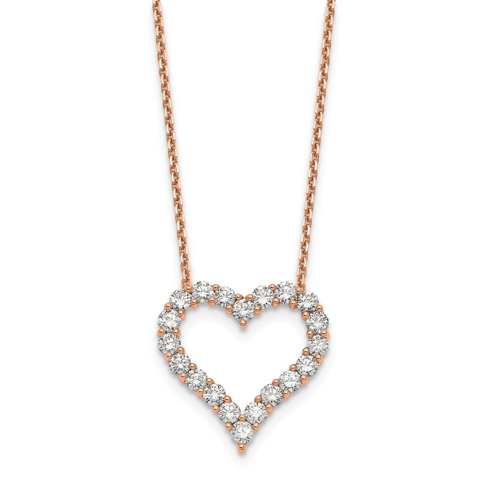 18 Inch 14k Rose Gold Heart Pendant with Chain Necklace